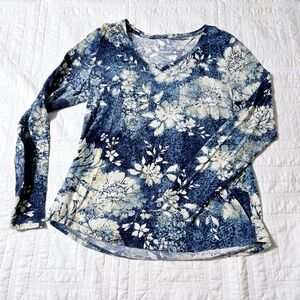 Sonoma Blue and White Fitted Blouse